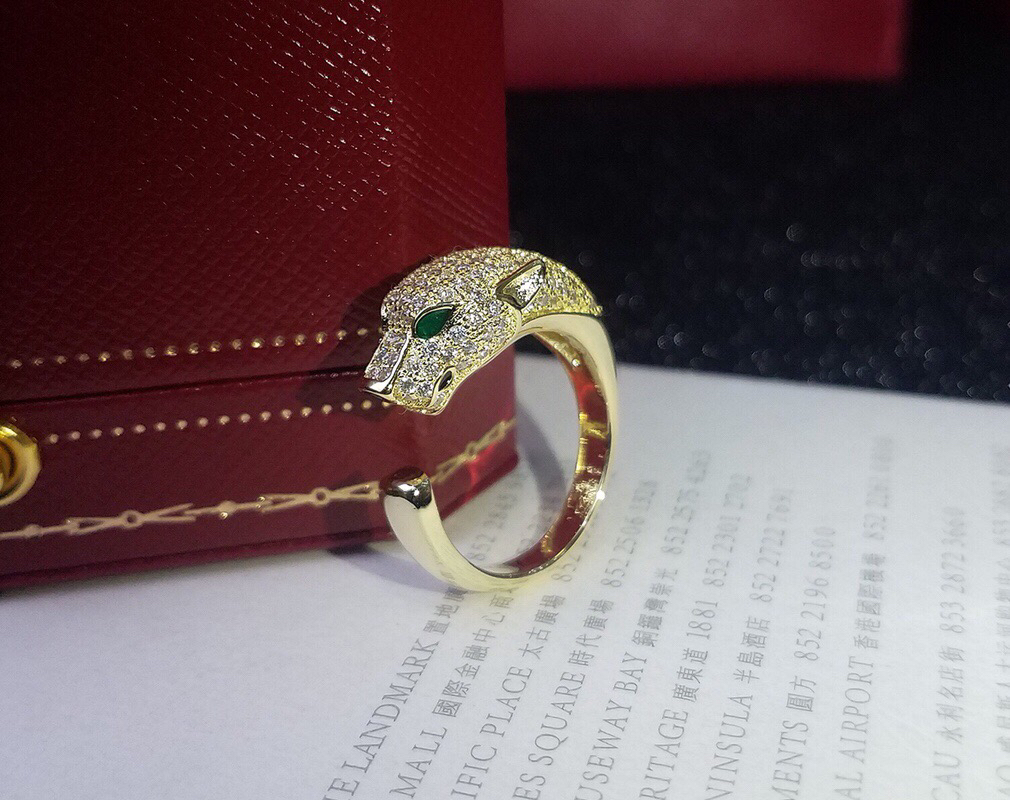 Replica Panthere De Cartier Ring Yellow Gold Diamonds